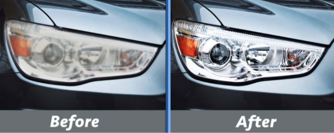 before and after of a car headlight